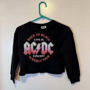 AC/DC Black Cropped‎ Sweatshirt kids size small (6/7) NWOT